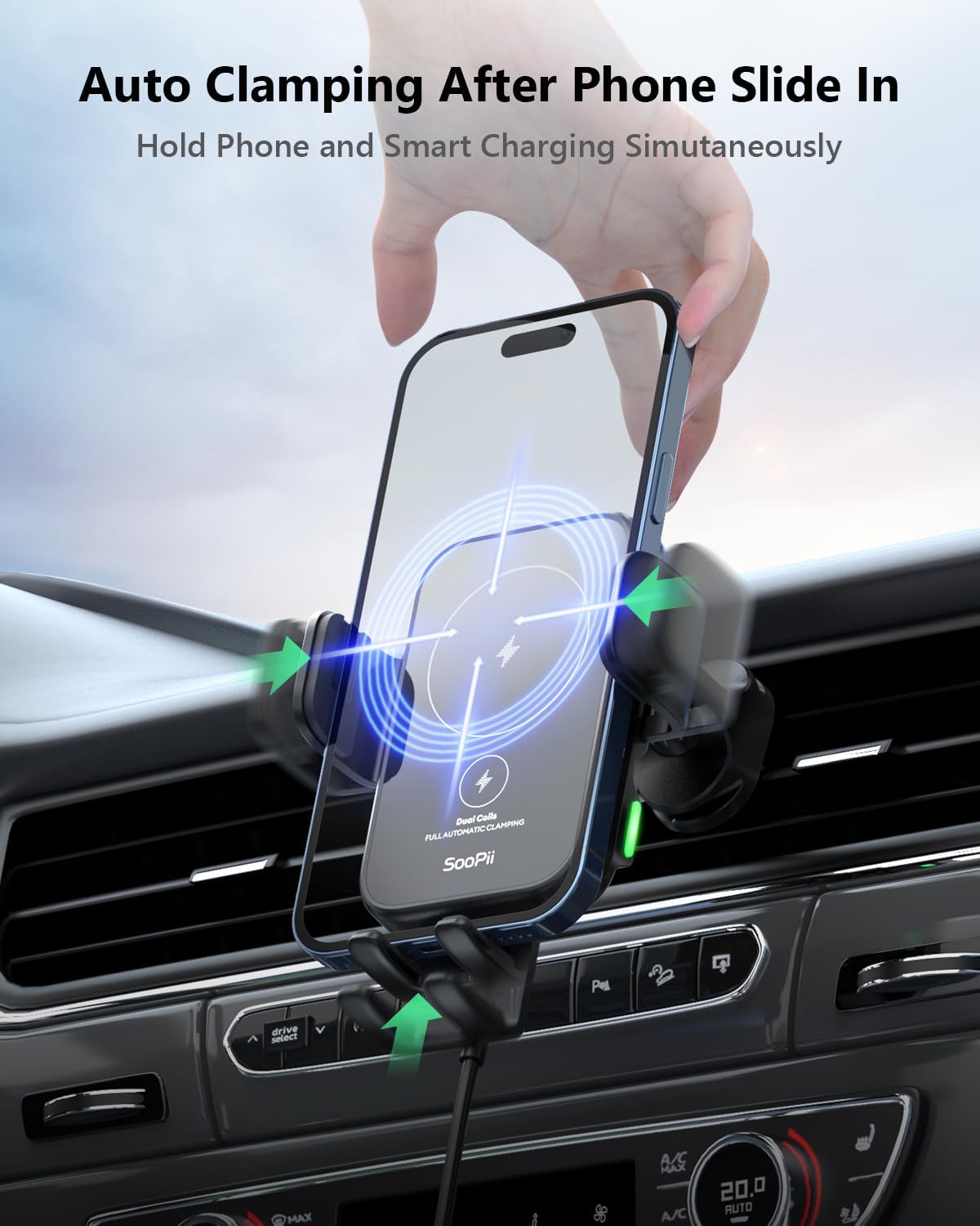 Thumbnail 2 de SooPii Cargador inalámbrico doble de coche 🚗 para Galaxy y iPhone