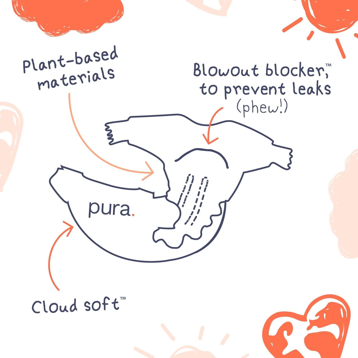 Thumbnail 4 de Pura Baby Diapers Size 4 (108 Count) – Overnight Leak Protection with Organic Cotton Backsheet