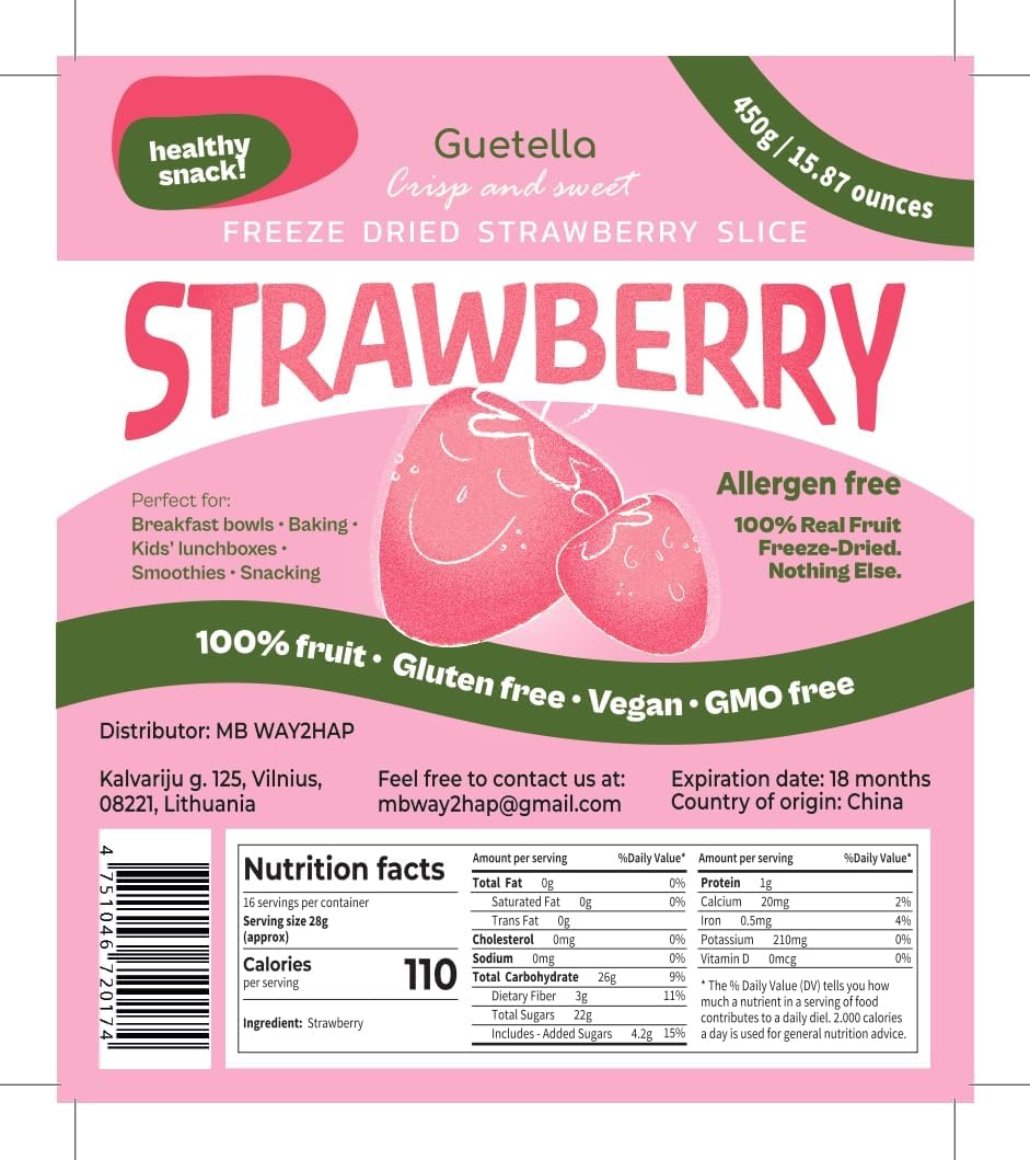 Thumbnail 6 de Gefriergetrocknete Erdbeeren – Erdbeerchips, 450 g, vegan, frei von Zusatzstoffen