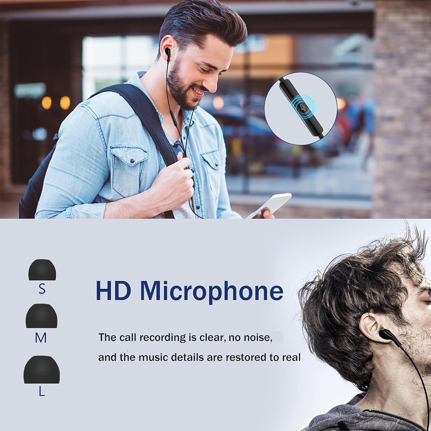 Detalle 1 de AILZPXX 964 USB-C Wired In-Ear Headphones with Mic and Magnetic Earbuds