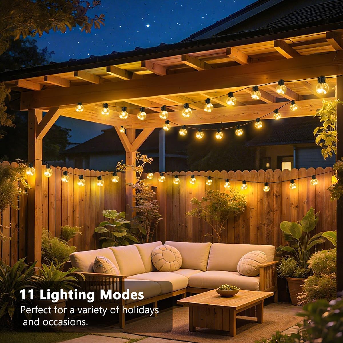 Detalle 2 de KepStars AC-20B-25F-DAUL Outdoor String Lights, 25 ft, 20 LED Bulbs