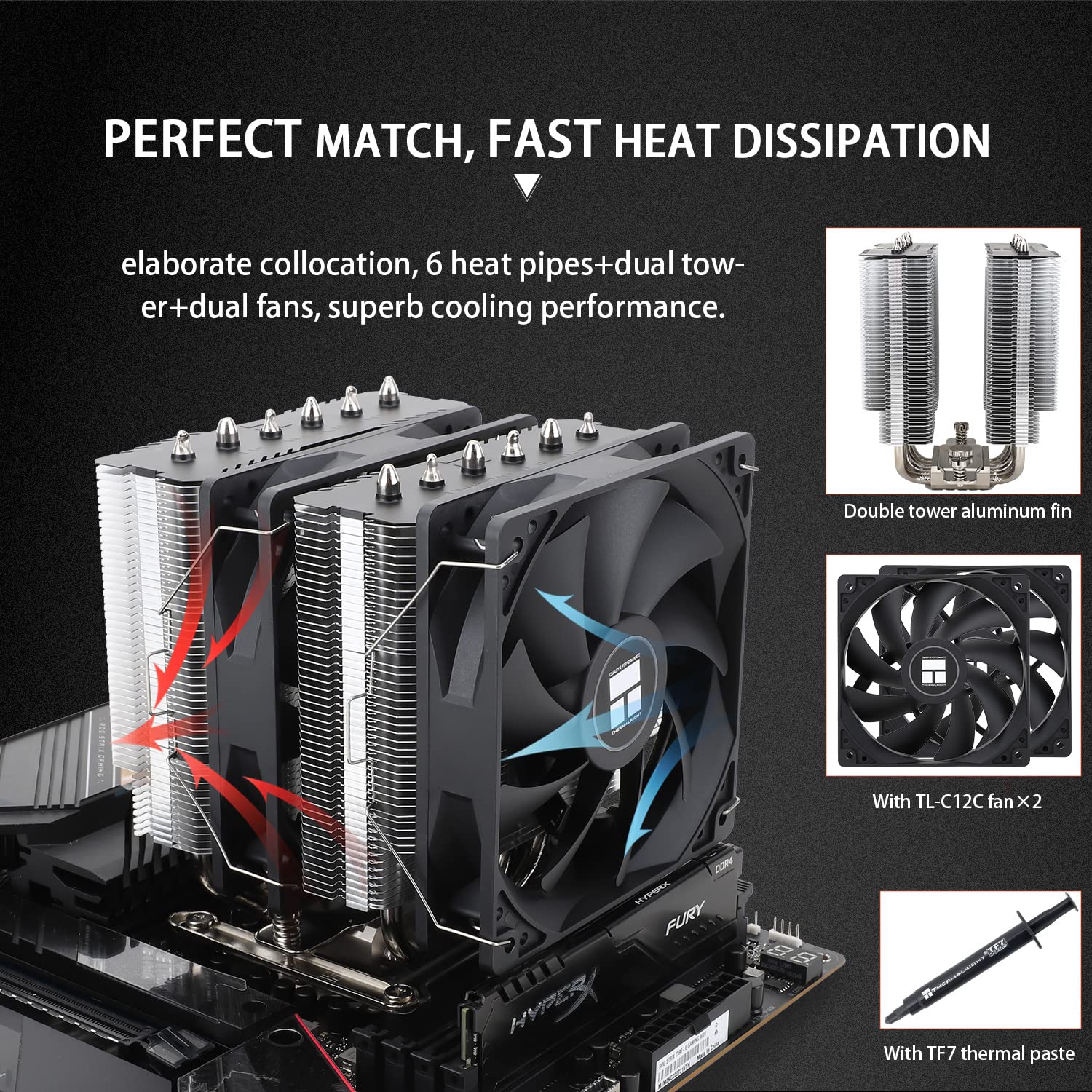 Detalle 2 de Thermalright Peerless Assassin 120 SE CPU Air Cooler, Dual 120 mm Fans