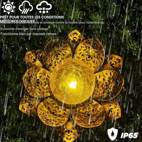 Detalle 2 de ORHOMELIFE Lampe Solaire Lotus – Éclairage créatif pour jardin et terrasse