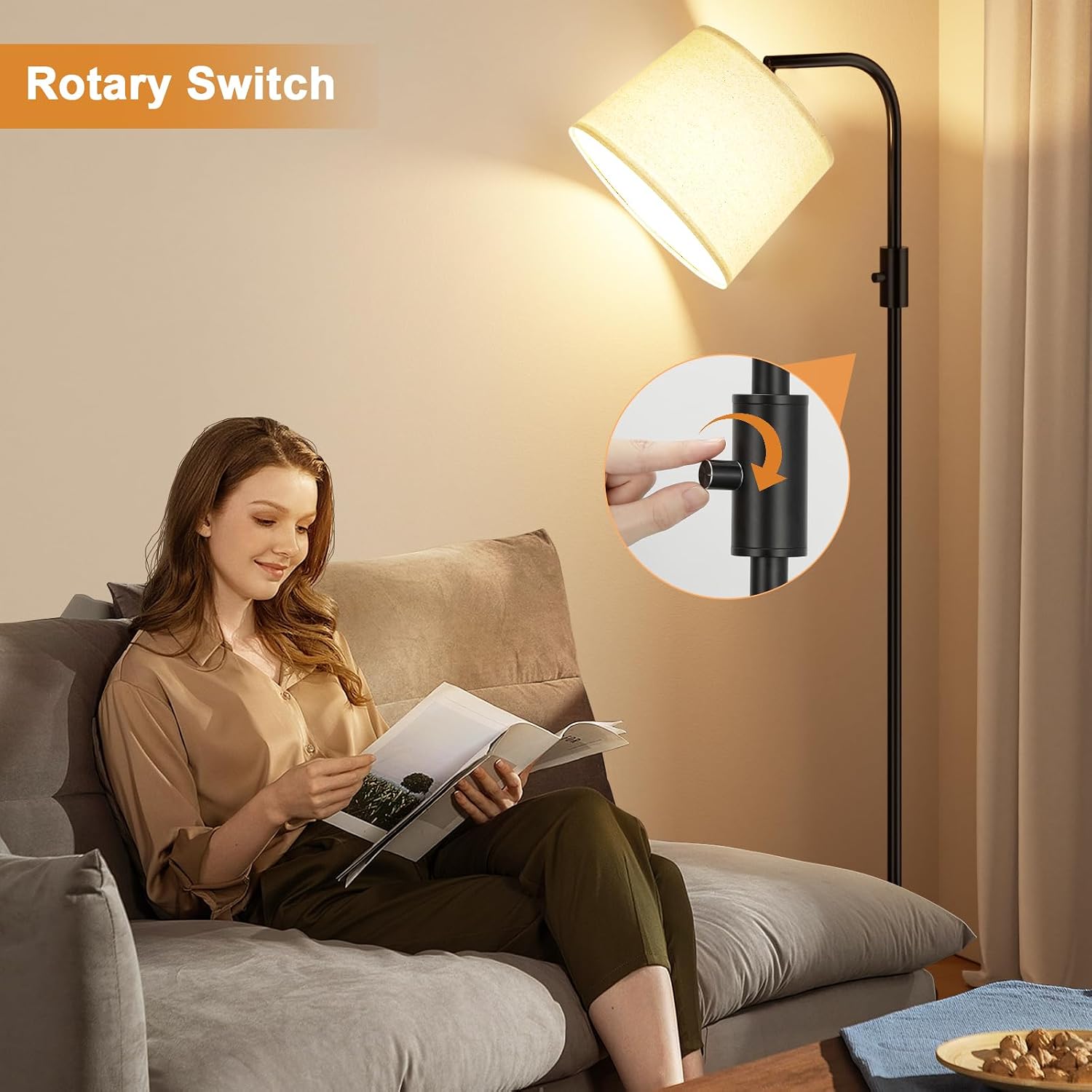 Detalle 1 de Ambimall H6I7J10 Dimmable Floor Lamp with Adjustable Head and 9W LED