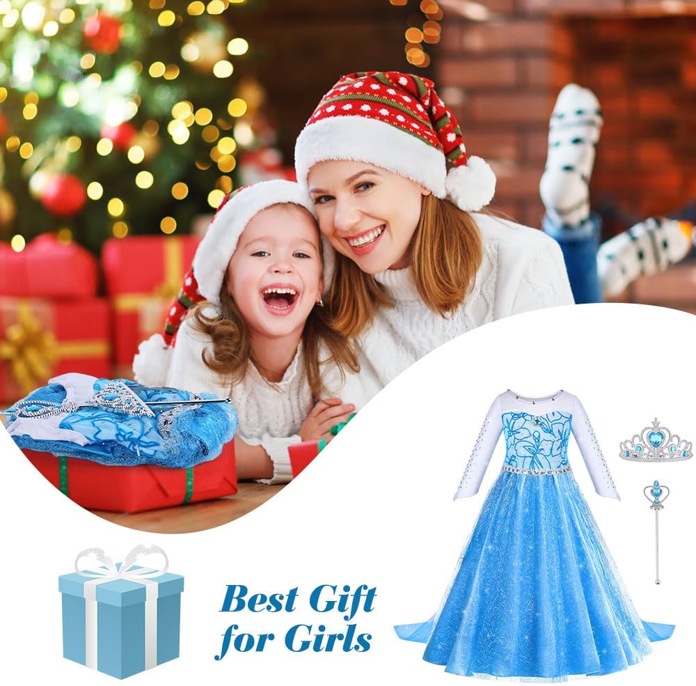 Thumbnail 6 de ACWOO Robe de Princesse avec Baguette et Couronne – Taille 2 à 10 ans