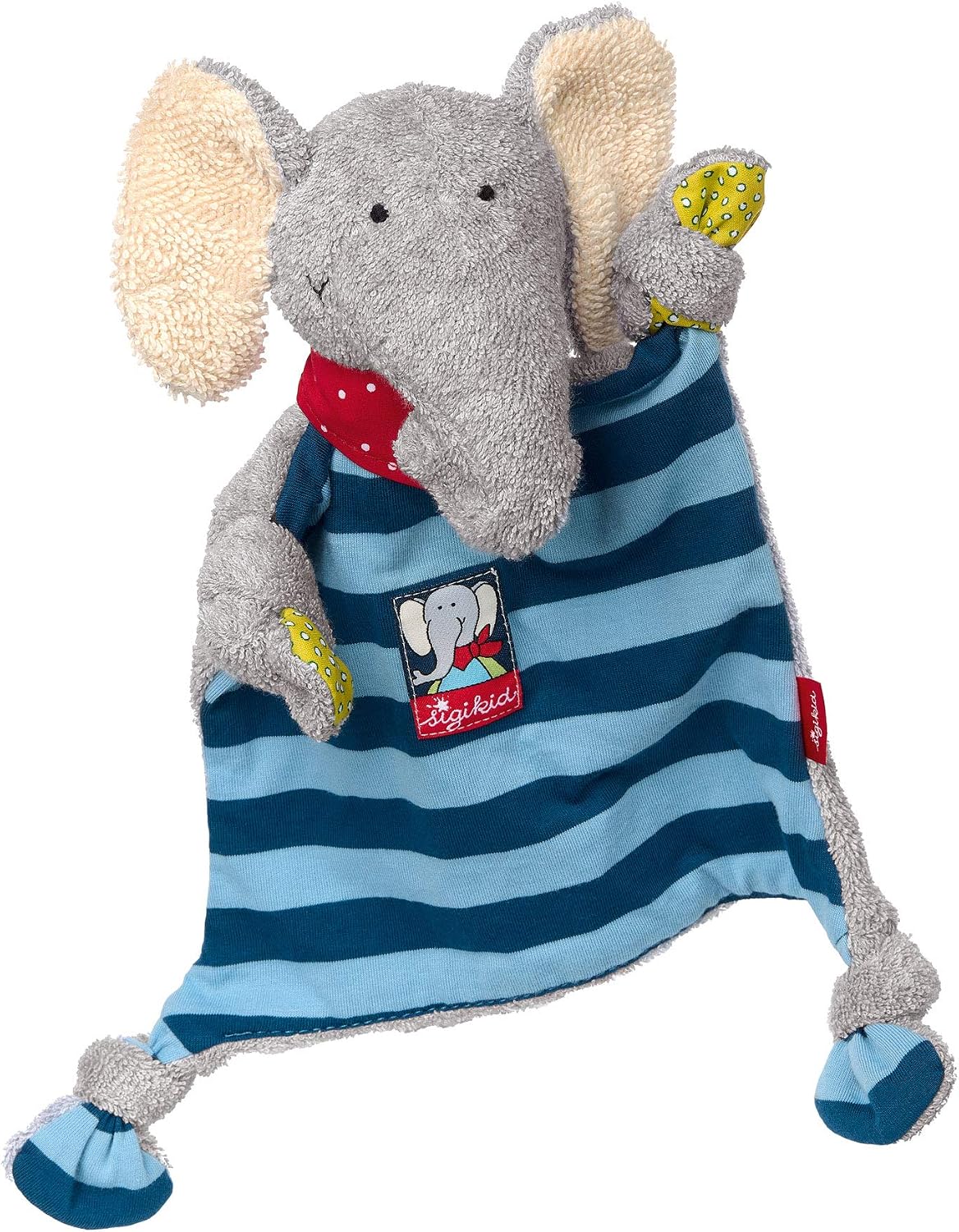 Detalle de SIGIKID Schnuffeltuch Elefant Lolo Lombardo – Baby Schmusetuch aus Stoff, 27 cm, Blau/Grau