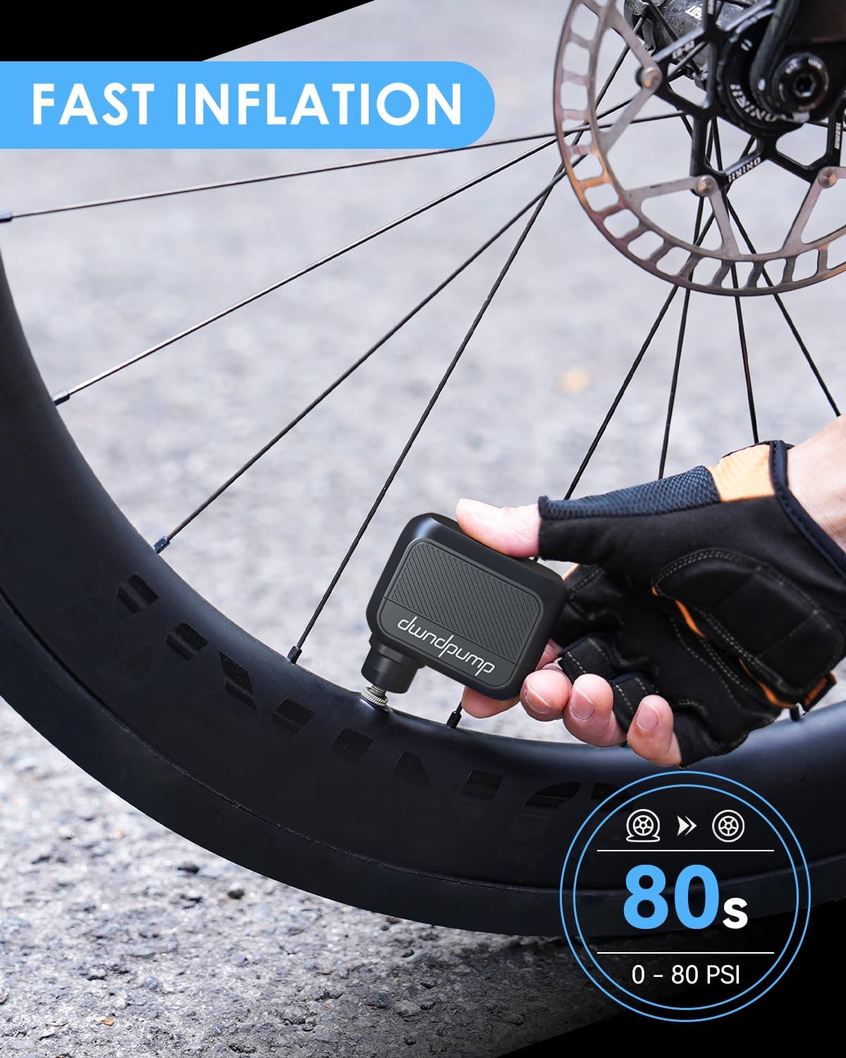 Detalle de dwndpump Pompe à vélo électrique 100 PSI (sans manomètre) mini gonfleur rechargeable Type-C – pour pneus vélo