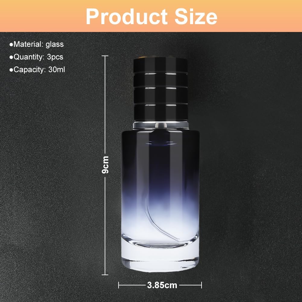 Thumbnail 1 de LOPHE Perfume Atomiser 3 x 30 ml – Refillable Glass Travel Bottle in Blue Gradient