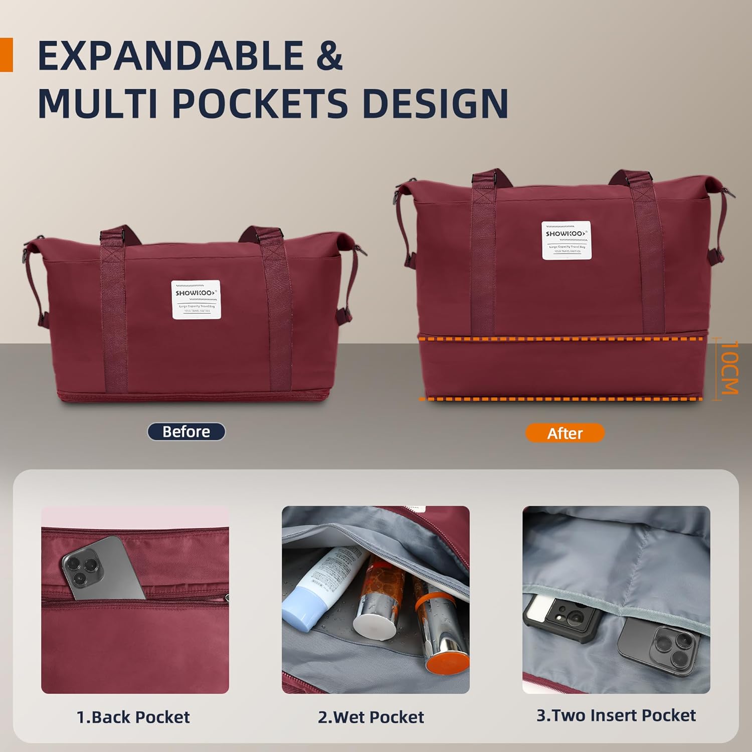Thumbnail 4 de SHOWKOO 3-Piece Hard Shell Expandable Suitcase Set with TSA Lock and 360° Wheels