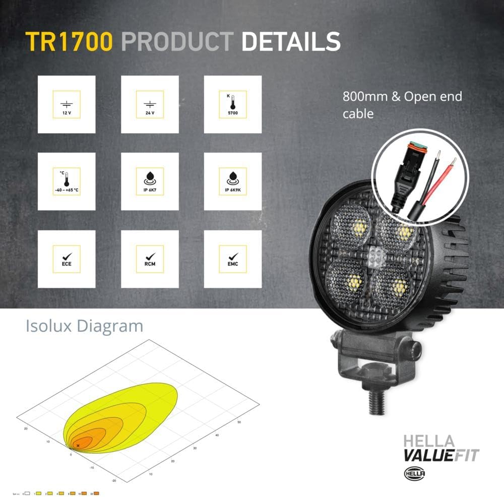 Detalle de HELLA 1G0 357 111-002 Led-Projecteur De Travail Tr1700 – 24/12V