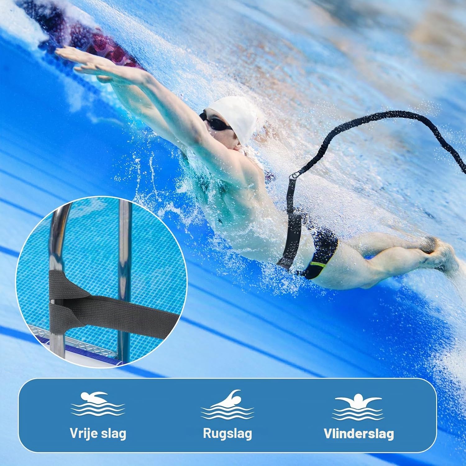 Detalle de InemzTal IT-Swim Belts-11505029-FBA zwemgordel voor volwassenen, elastisch tot 8,5 m