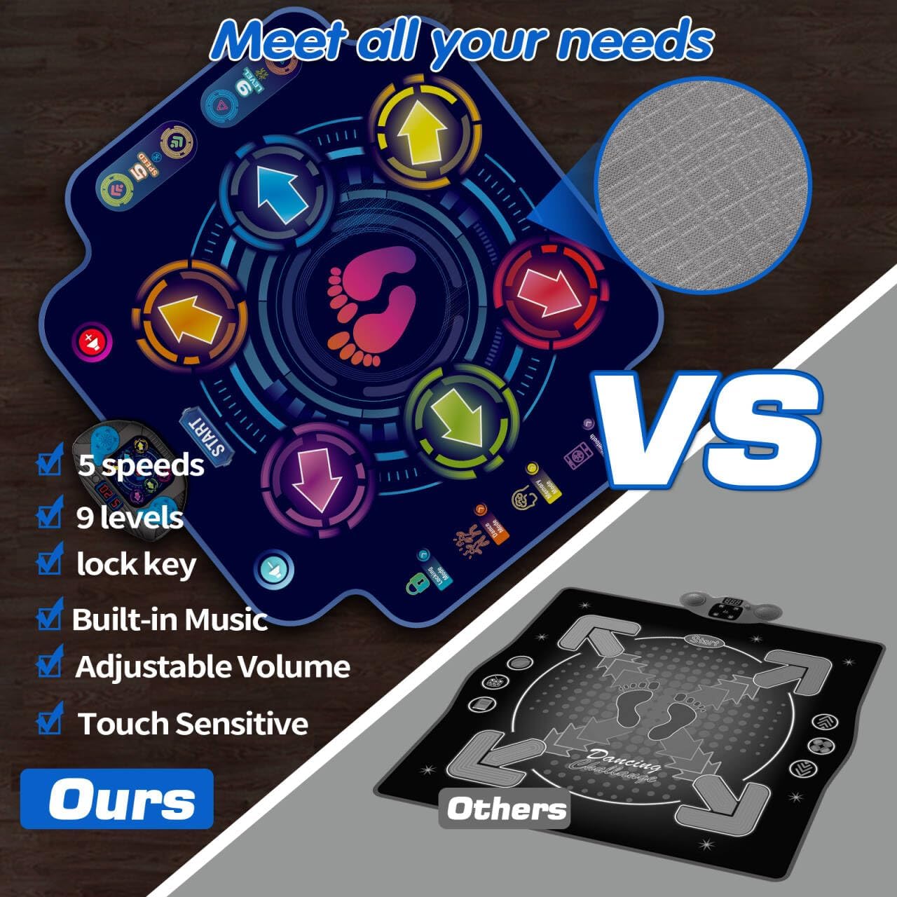 Thumbnail 5 de maysida Kids Dance Mat (Ages 8–12) with 6-Button LED Display, 9 Levels & 3 Modes