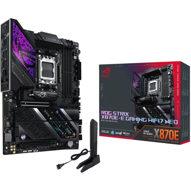 Detalle de ASUS ROG Strix X870E-E Gaming WiFi7 Neo: Placa base AM5 DDR5 ATX con WiFi7 y AI Overclocking