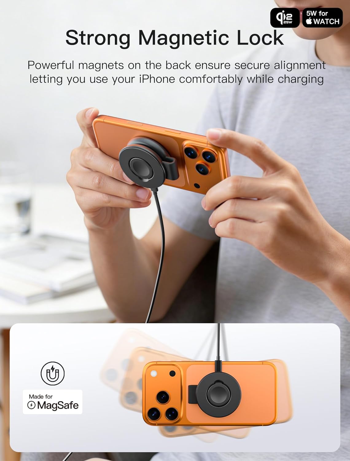 Thumbnail 5 de Station de charge magnétique sans fil 2-en-1 Qi2 25 W (pliable) compatible Mag-Safe et Apple Watch / AirPods