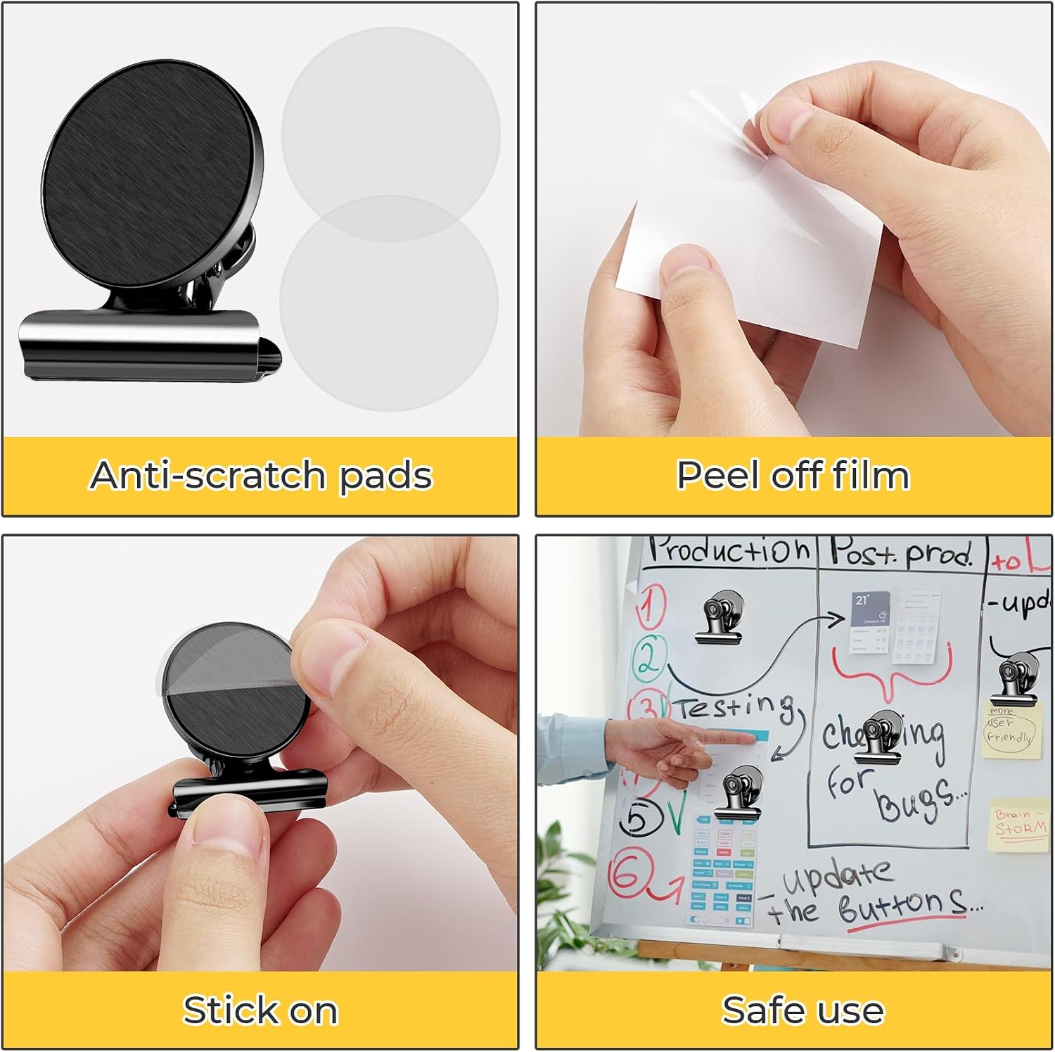 Detalle 2 de WUDIME 200 Magnetic Clips pack for fridge and whiteboard 🧲