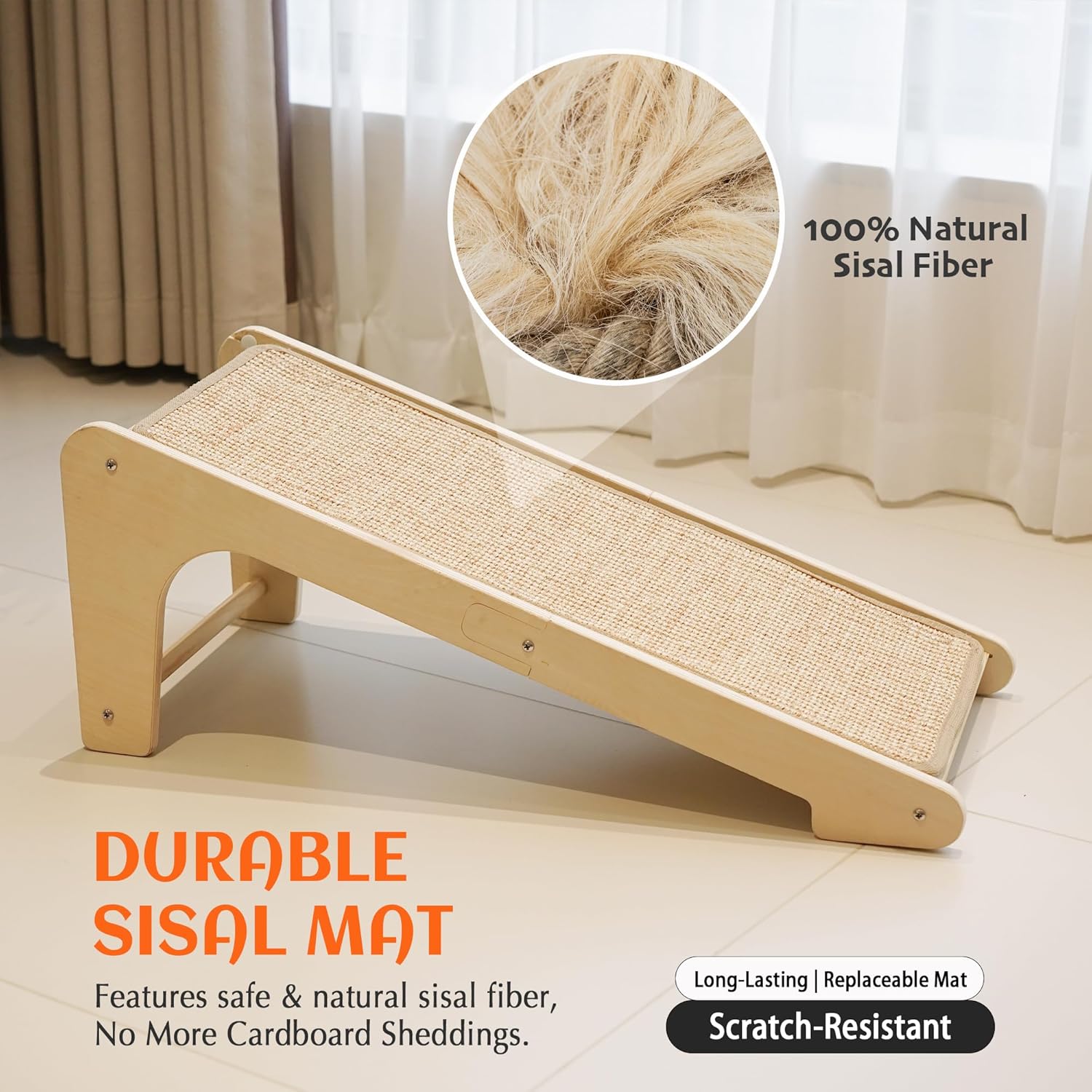 Thumbnail 3 de PETKARAY Cat Scratcher – 68cm High Sisal Scratching Board with Toy