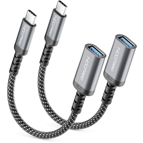 Detalle de deleyCON Adattatore USB-C a USB-A OTG 10 Gbit/s, ricarica 18 W, confezione da 2