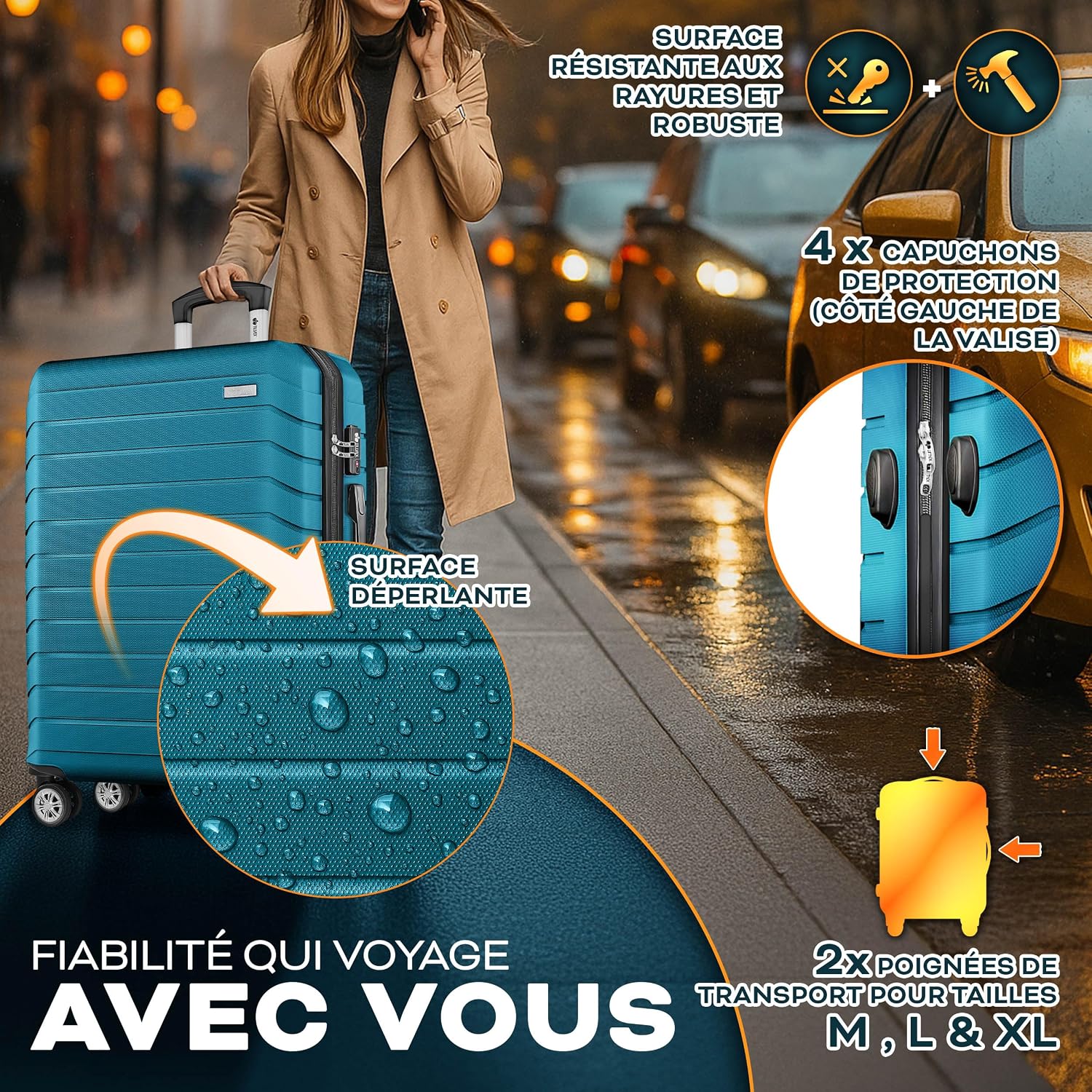 Thumbnail 6 de tillvex Set 4 valises S‑M‑L‑XL Turquoise