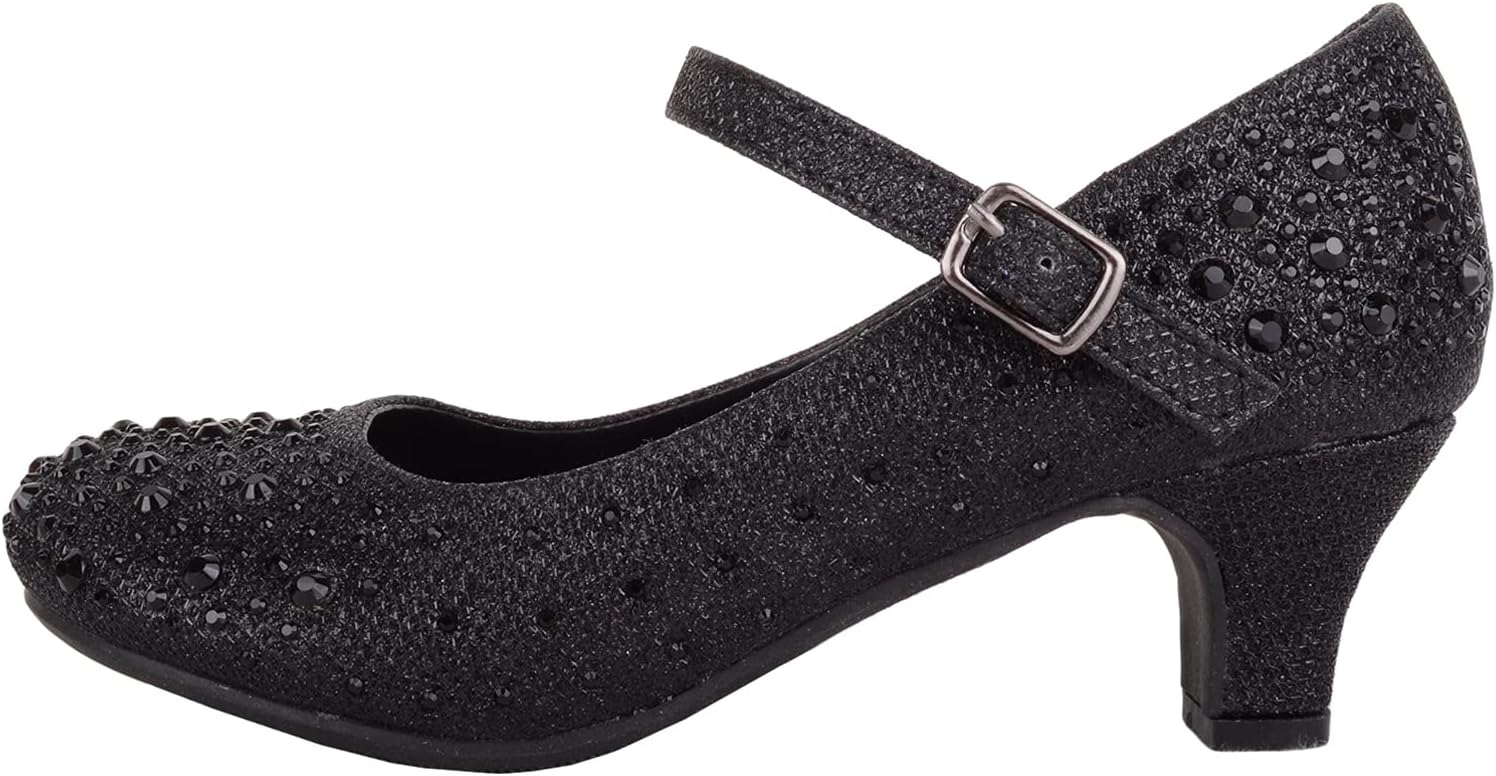 Detalle de ABSOLUTE FOOTWEAR Kids Glitter Diamante Heeled Shoes – Party Ready