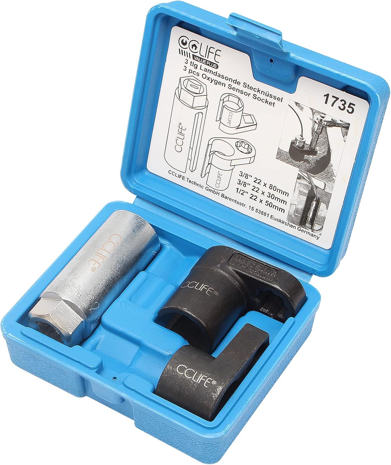 Thumbnail 1 de CCLIFE set 3 pezzi di bussole per smontaggio sonda lambda (1/2" e 3/8")