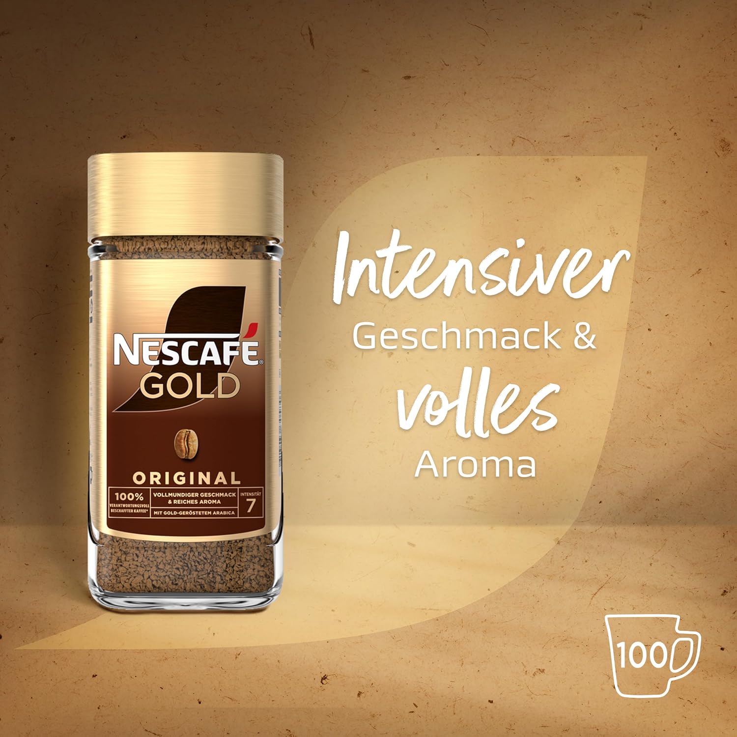 Detalle de NESCAFÉ GOLD Original: Löslicher Bohnenkaffee, 200 g – kräftiger Geschmack, vollmundiges Aroma