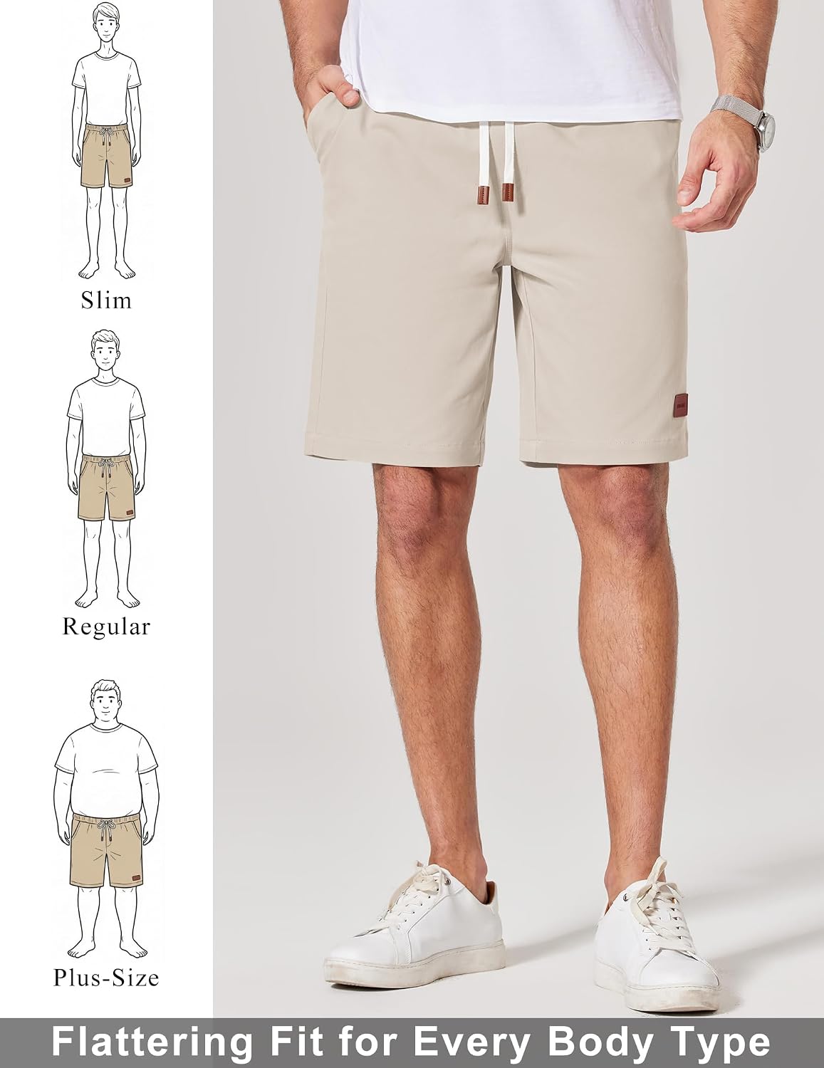 Detalle de COOFANDY Men's Cotton Chino Shorts 9 Inch: Relaxed, Breathable Summer Short with Pockets