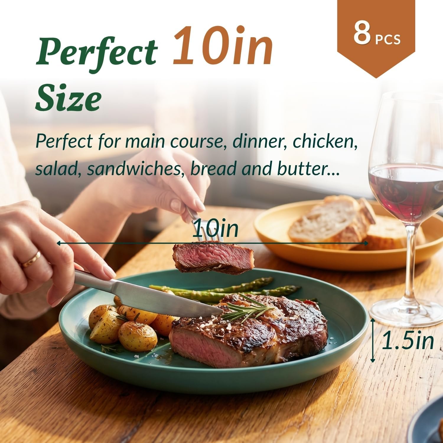 Detalle 2 de Homienly 10 Inch Wheat Straw Dinner Plates Set of 8