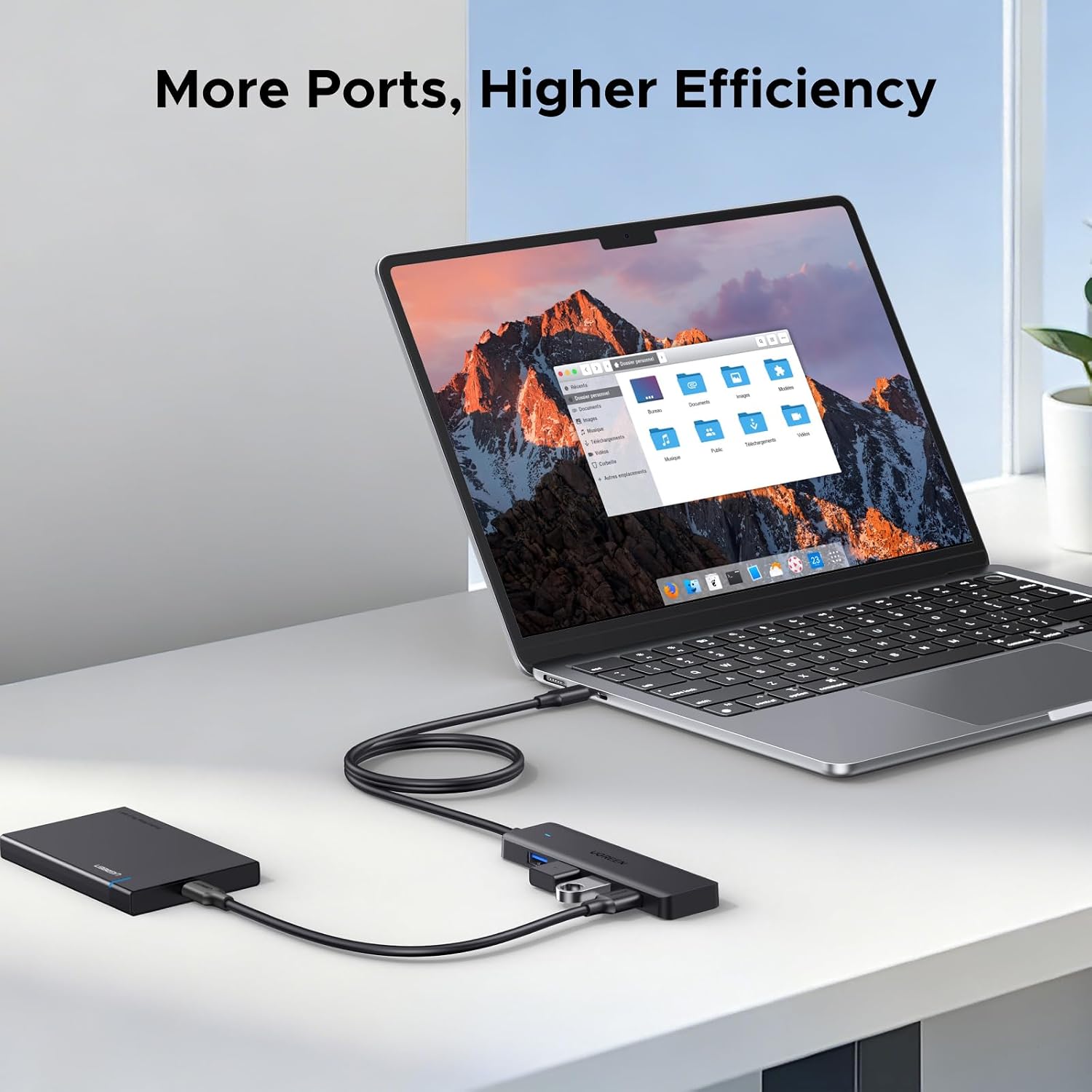 Detalle 2 de UGREEN USB-C-hub met 4 USB 3.0-poorten en kabel van 100 cm