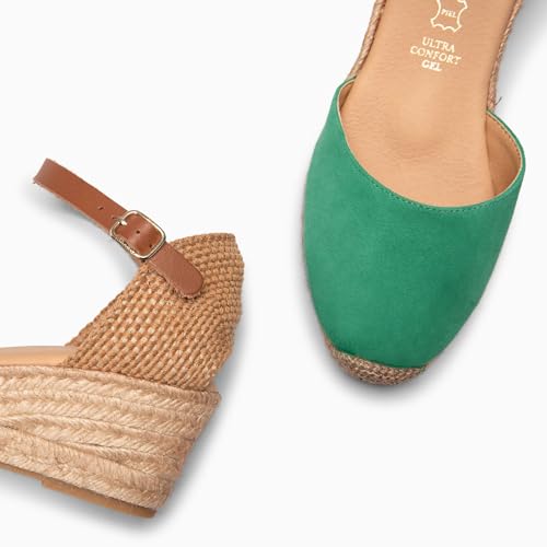 Detalle de MiMaO Espadrilles à Talon compensé Vert EU 36 — Confort et élégance made in Espagne