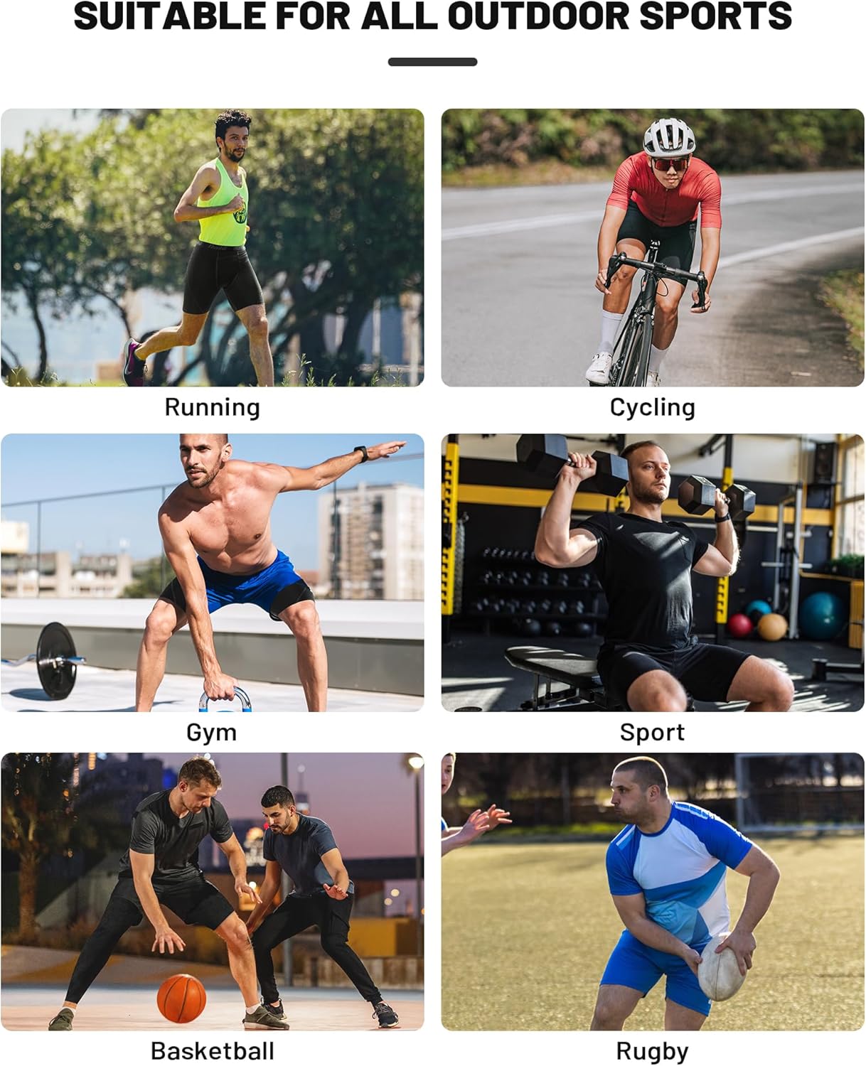 Thumbnail 5 de Runhit Compression Shorts for Men — 1 or 2 Pack, Anti-Chafing Base Layer for Running, Cycling, Gym and More