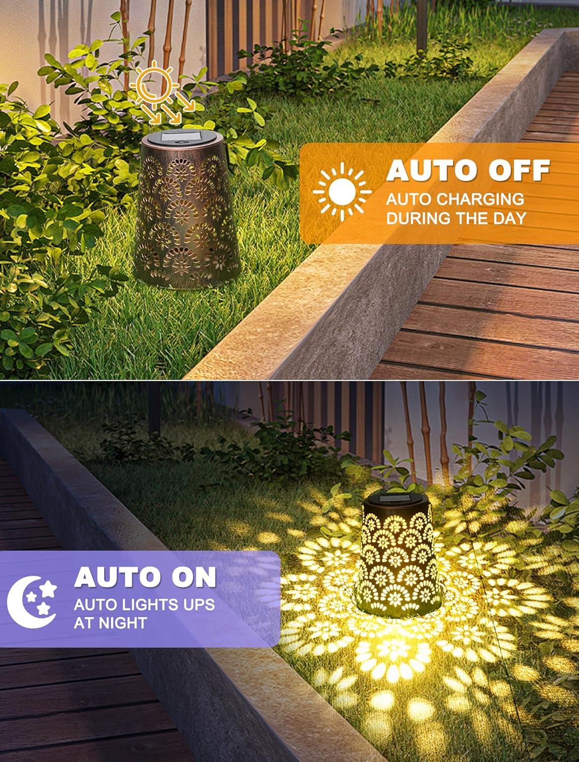Thumbnail 2 de OUILA Solarlampen für Außen (IP65) – wetterfeste Metall-Gartenleuchte mit LED und Vintage-Floral-Design
