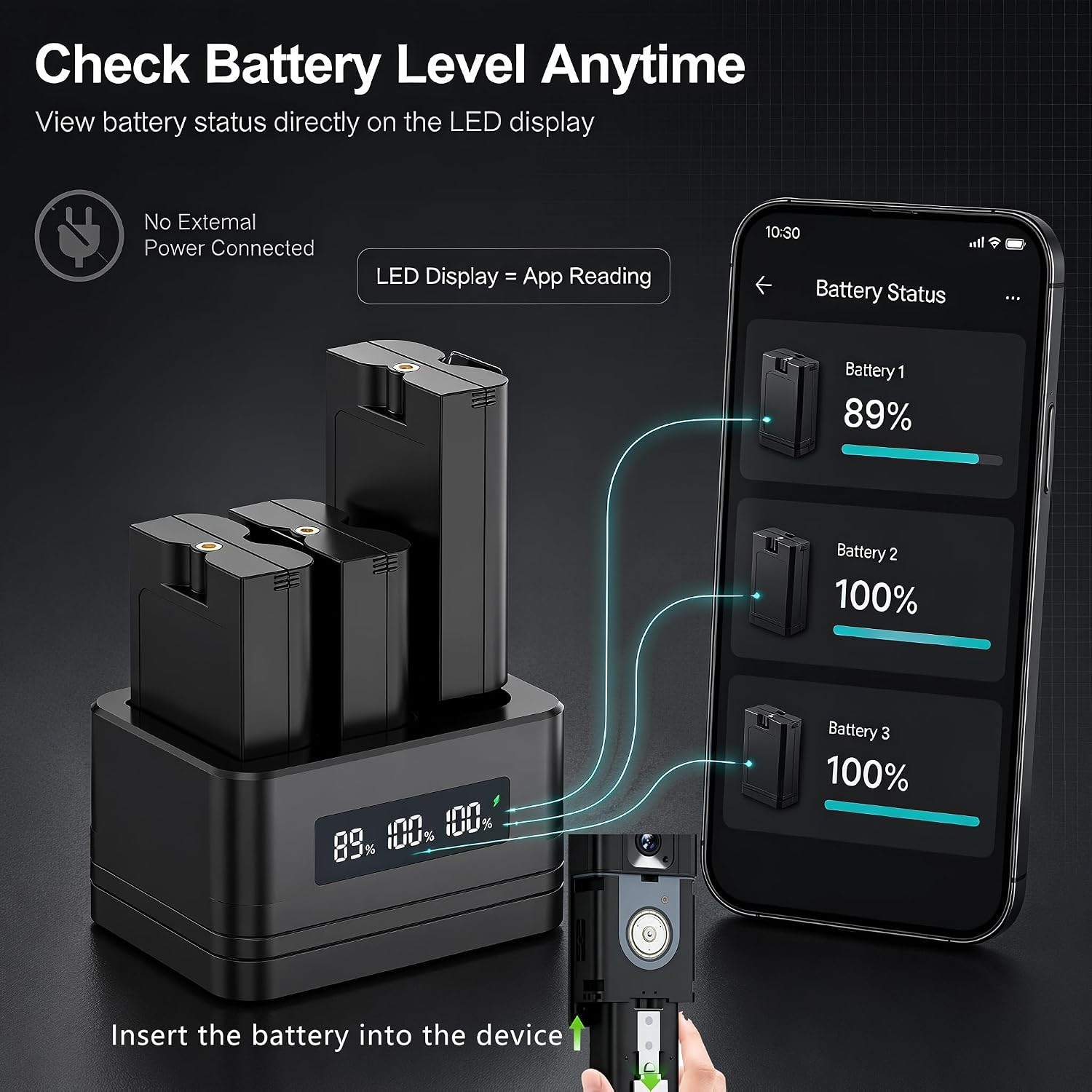 Detalle de Upgraded 3-Pack 3.65V 6040mAh Replacement Batteries with Charger Station for Ring cameras