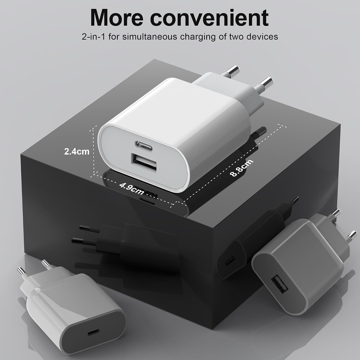 Detalle 2 de Moscsaz USB-C Ladegerät 20W mit 2-in-1-Design: USB-C + USB-A für iPhone, Android und mehr