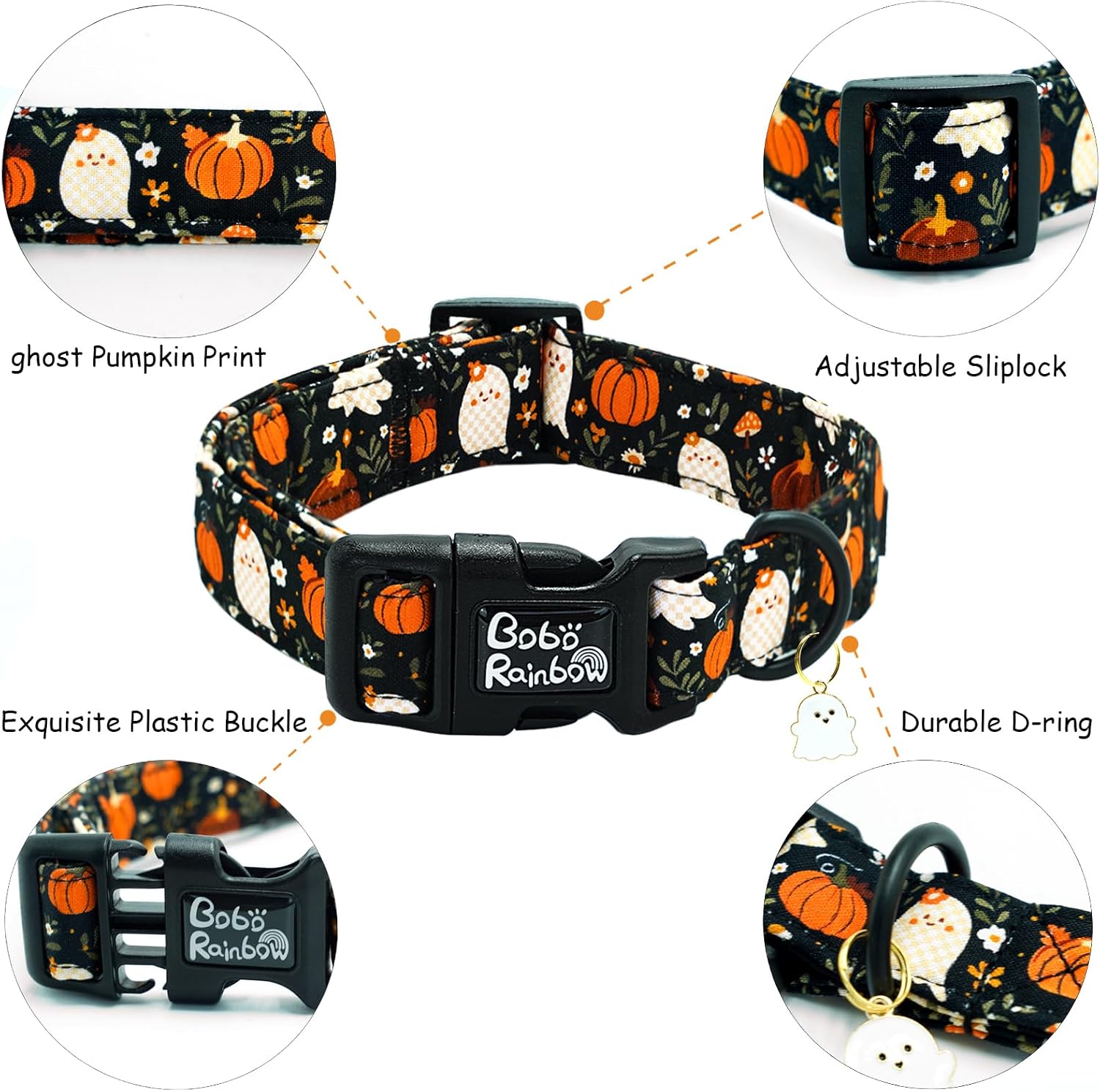 Detalle 2 de Bobo Rainbow Dog Collar, Cotton