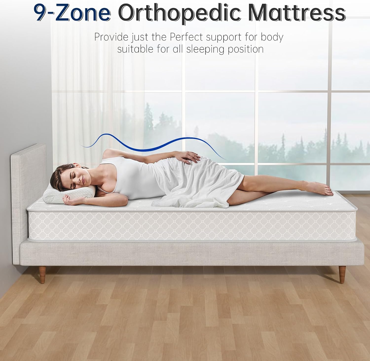 Detalle 2 de CRAZYLYNX 3FT Single Mattress 9‑Zone Inner Spring with 3D Breathable Fabric – 7.5 Inch Thickness