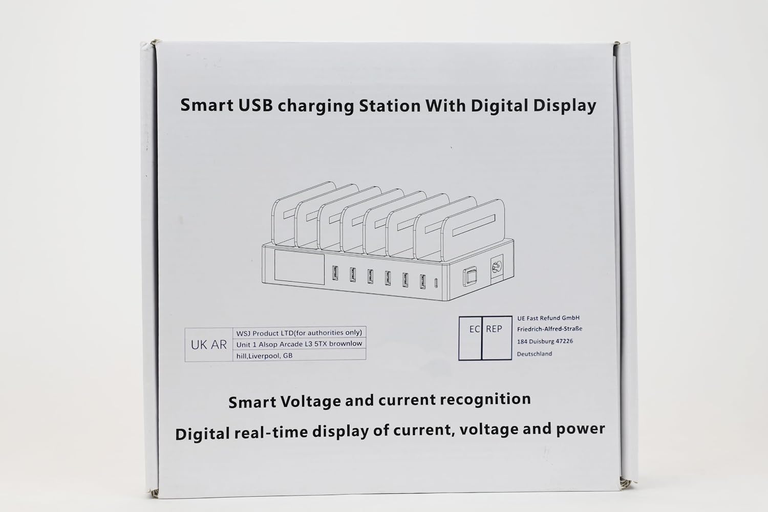 Detalle 2 de IOUGDSEC PD20W QC3.0 USB-laddningsstation med 7 portar och LCD-skärm