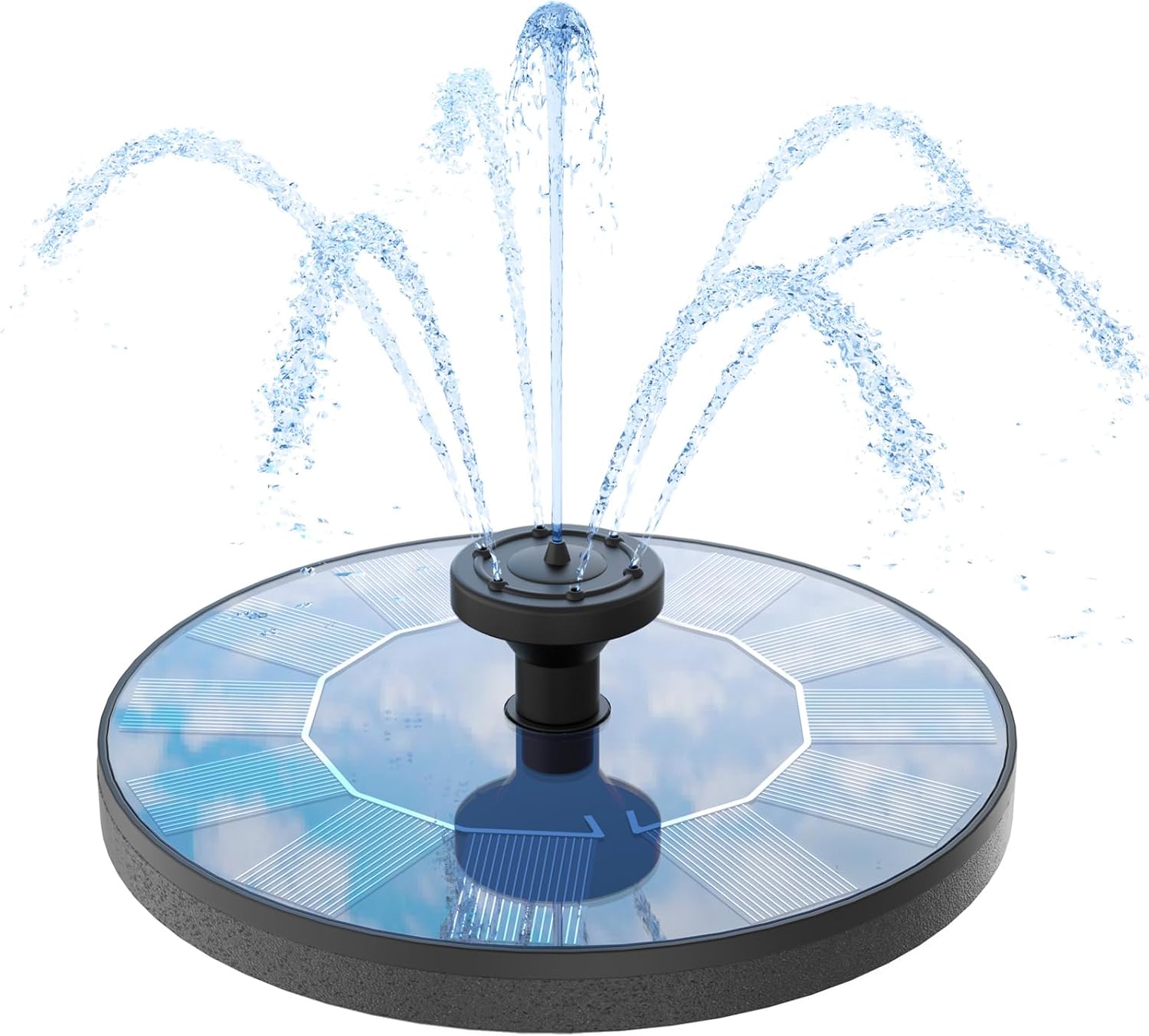 Detalle de AMZtime Solarbrunnen für Draussen – Upgraded Solar Springbrunnen mit 6 Düsen, Vogelbad und Teichpumpe