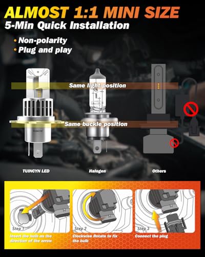 Detalle 2 de TUINCYN Ampoule H4 LED 30000LM 60-6000K ⚡