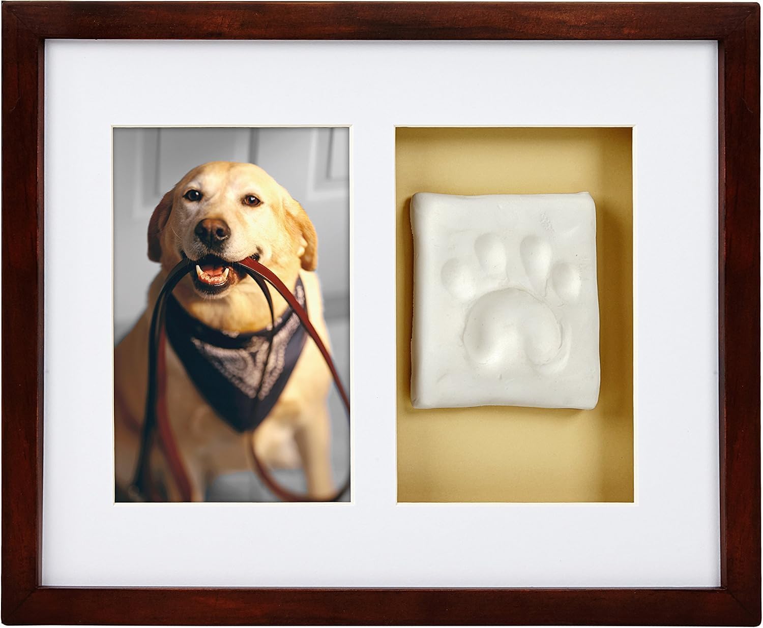Detalle de Pearhead Pawprints Wall Frame voor hond of kat met klei-afdrukset, espresso