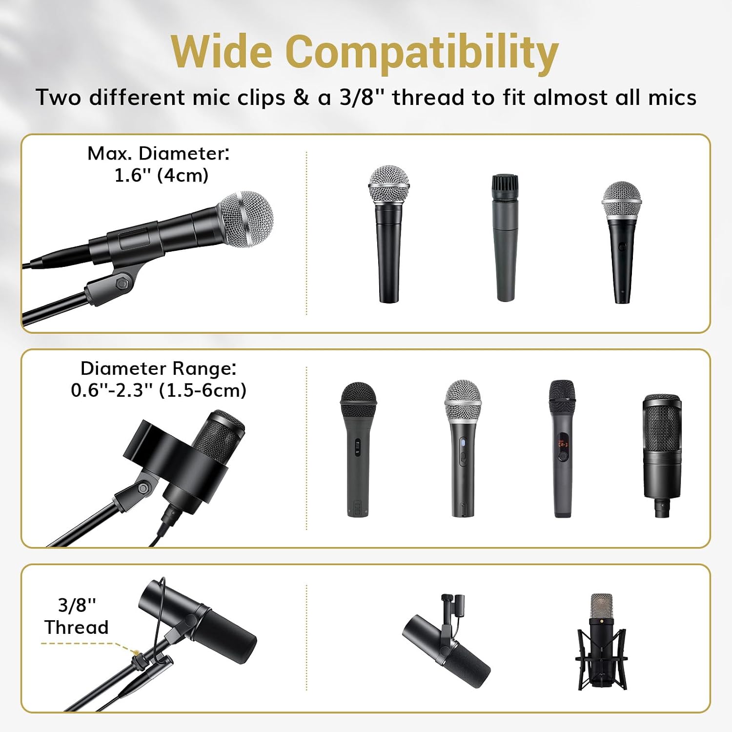 Detalle de TONOR T35+ Adjustable Microphone Stand with Tablet Clamp and Metal Tray