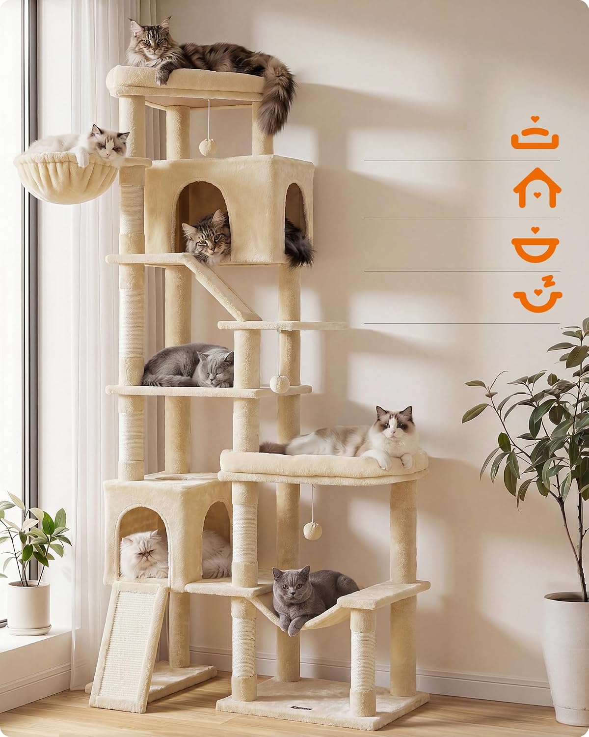 Thumbnail 2 de FEANDREA PCT020Y101 Cat Tree, 202 cm XXL Tower with Sisal Scratching Posts