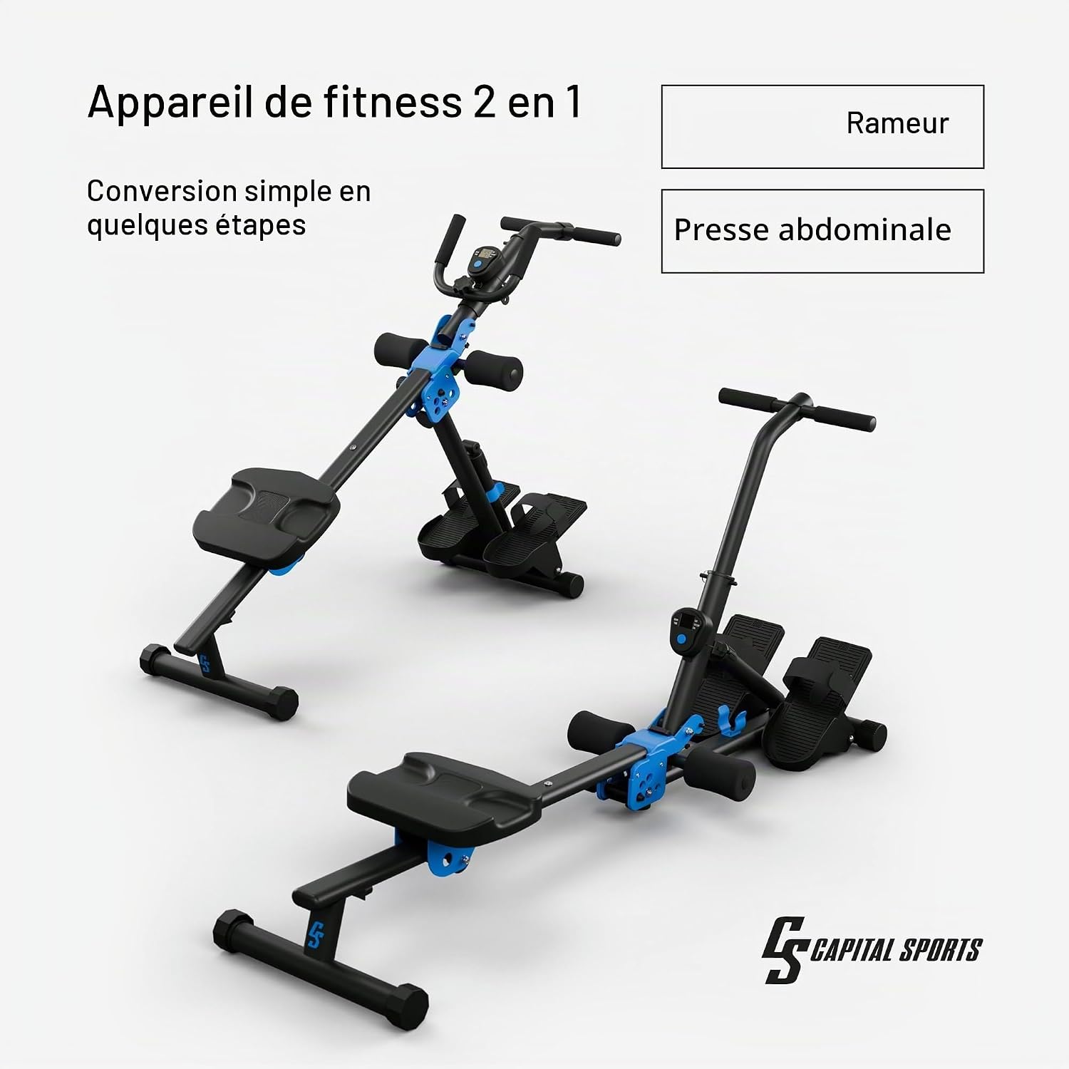 Detalle de CAPITAL SPORTS DP-KS008 opvouwbare roeitrainer met 8-traps magnetische weerstand
