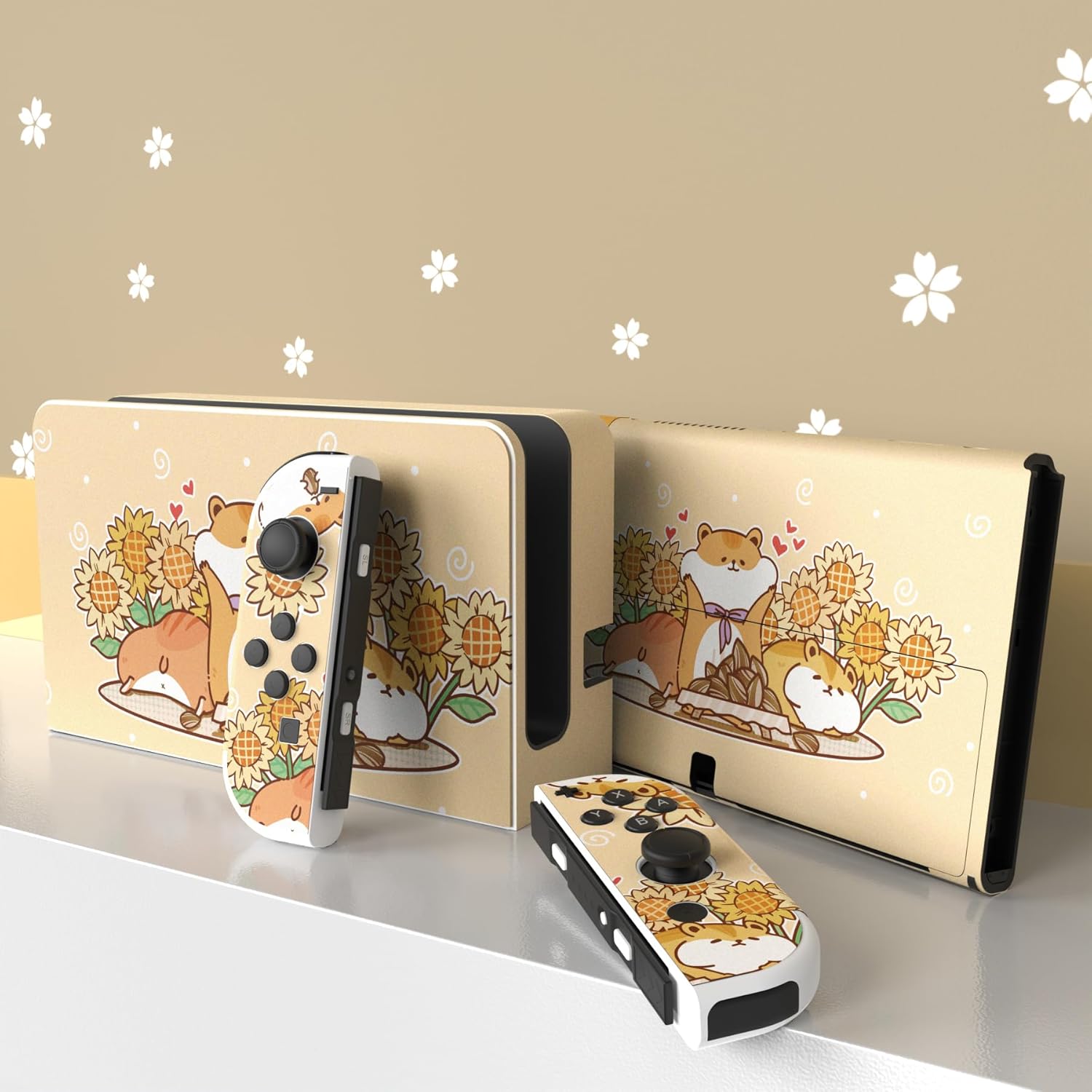 Thumbnail 2 de PlayVital Full Set Protective Stickers for Nintendo Switch OLED – Hamster & Sunflower