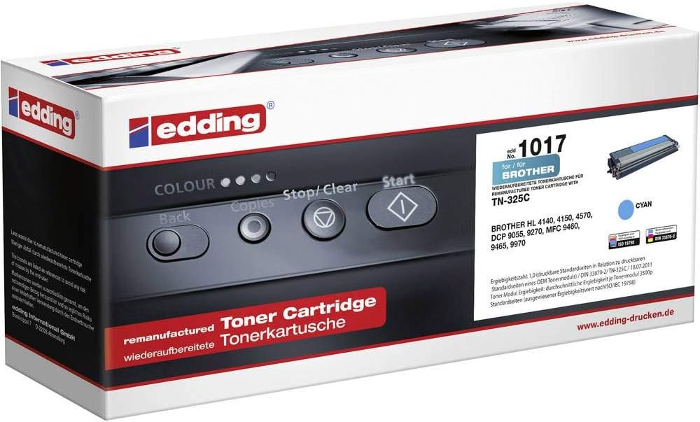 edding Toner EDD-1017 Cyan – Reichweite 3500 Seiten, kompatibel mit Brother-Drucker
