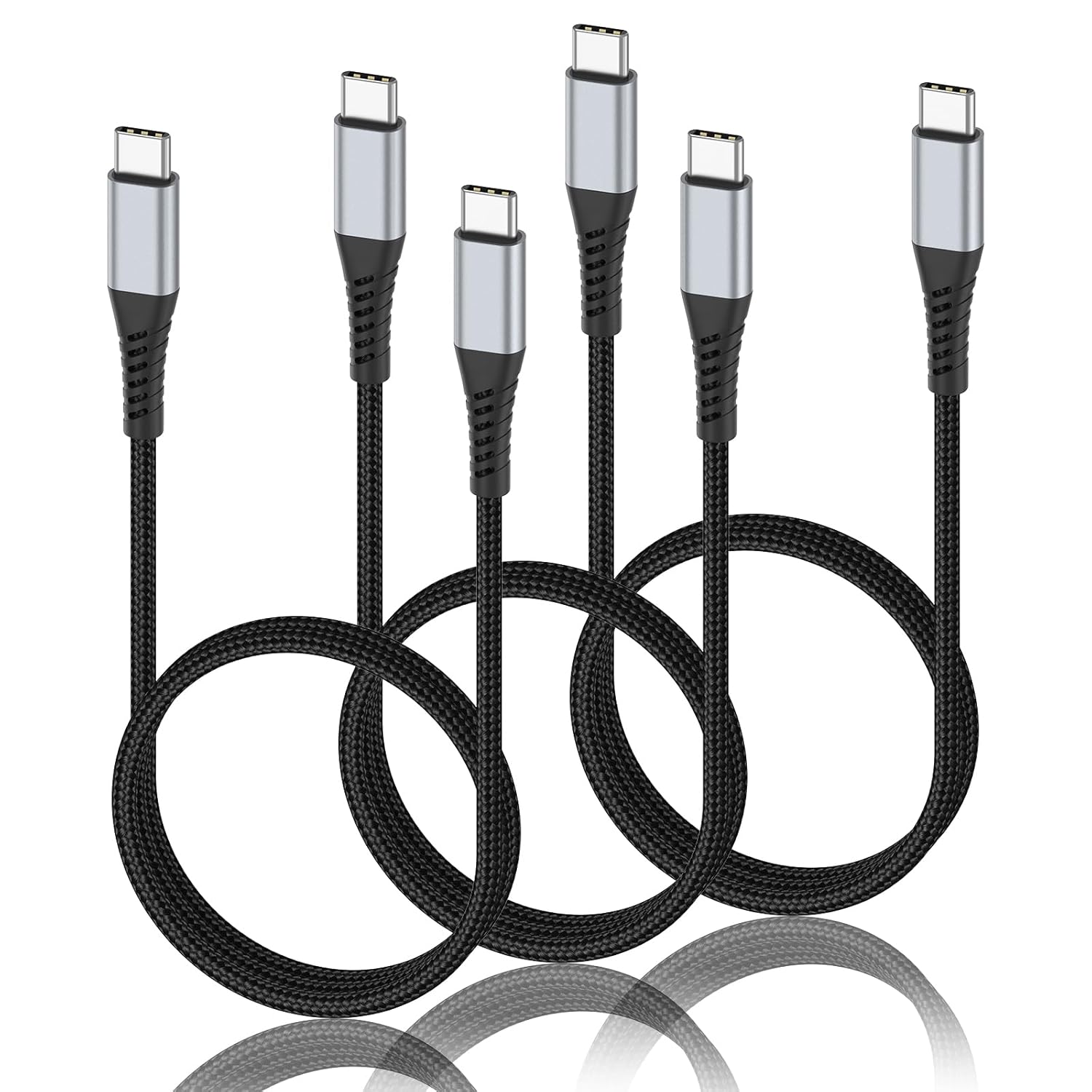 Detalle de PEAKLIFT USB-C to USB-C Cable 1m (3-pack) with USB Power Delivery fast charging, braided 60W 3A