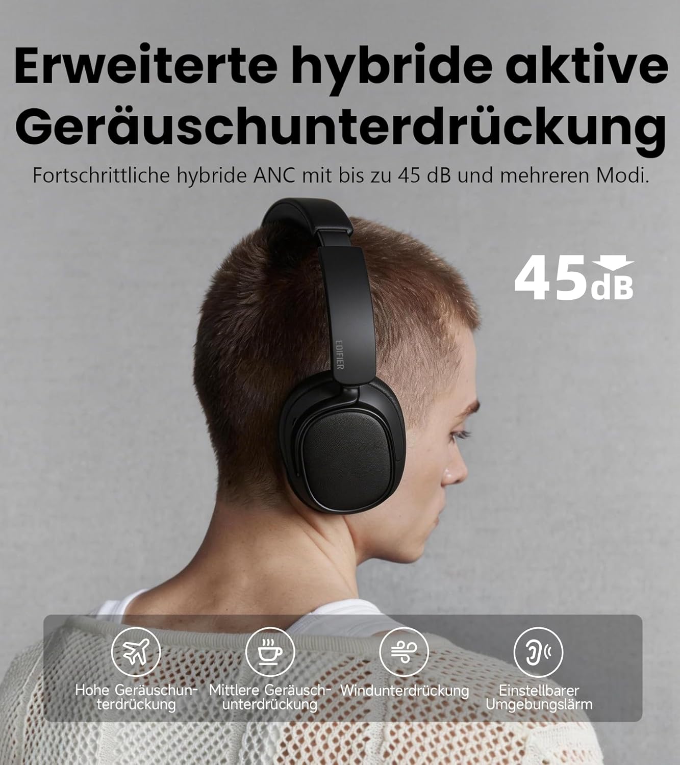 Thumbnail 2 de Edifier ES850NB kabellose Over-Ear-Kopfhörer mit ANC, LDAC & bis zu 92 h Laufzeit (Bluetooth 5.4, Multipoint) – Schwarz