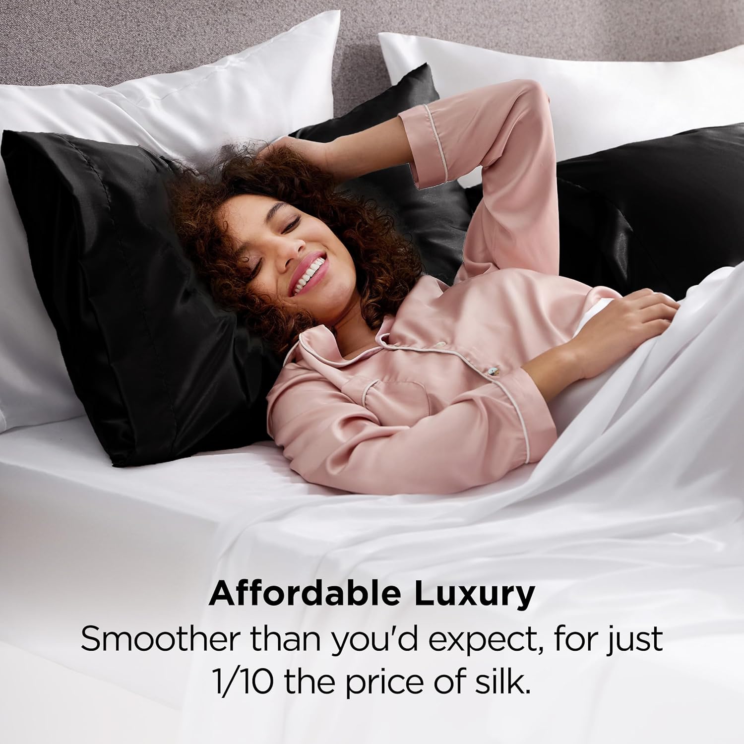 Detalle de Bedsure Satin Pillowcases Queen