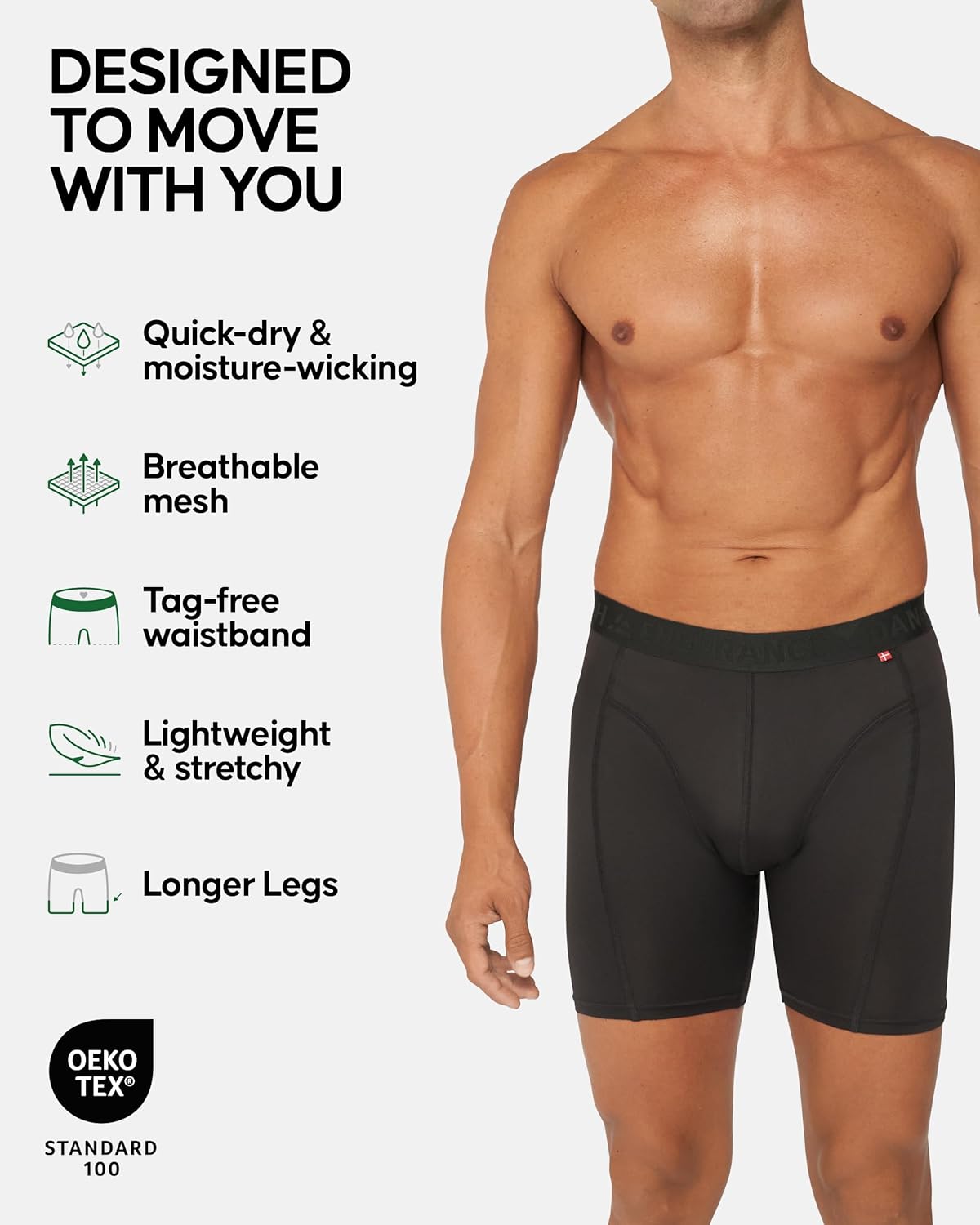 Thumbnail 2 de DANISH ENDURANCE Mens Boxers – Anti Chafing Underwear, Long Leg or Regular, 3 Pack