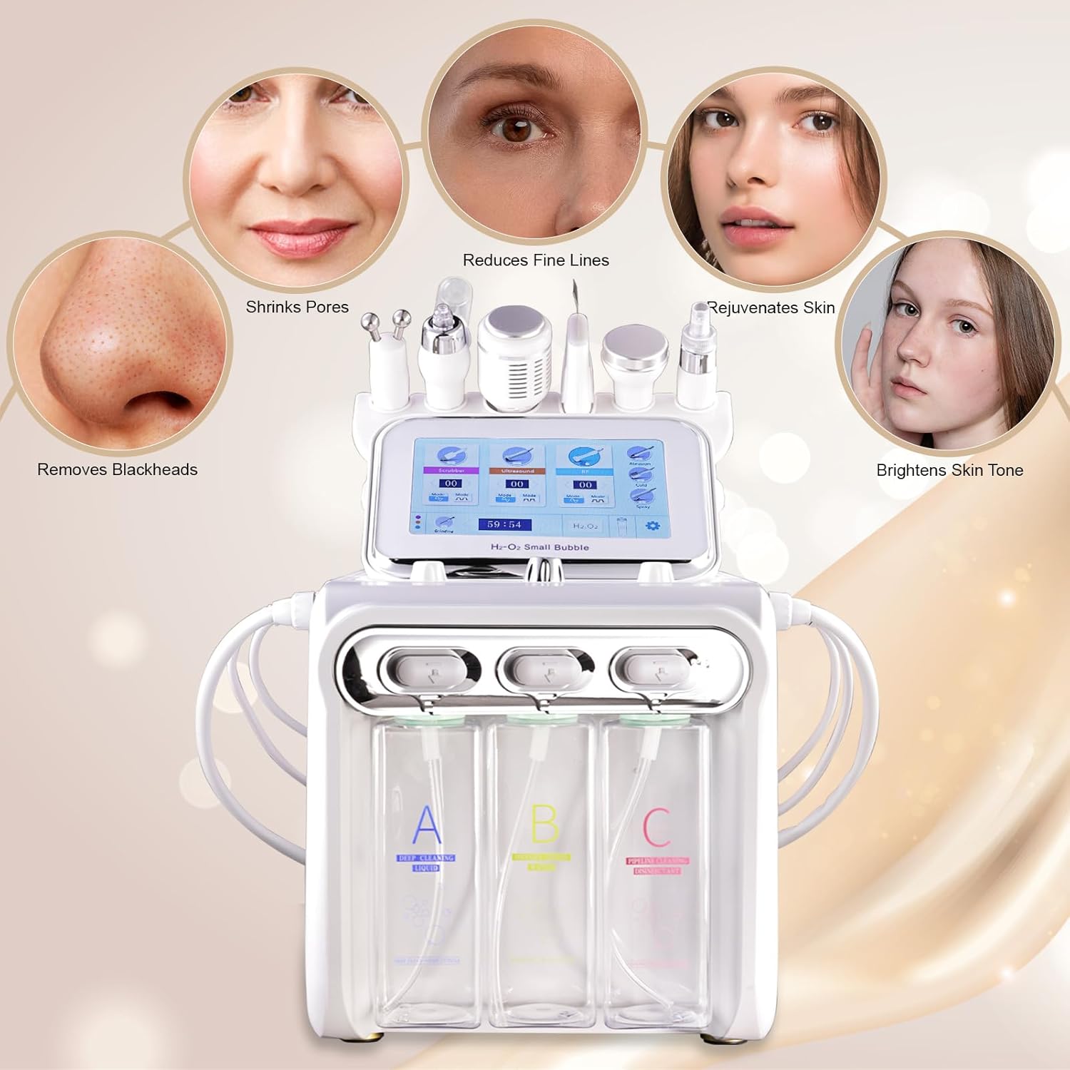 Detalle 2 de 7 in 1 Hydrogen Oxygen Facial Beauty Machine – Pro-Home Microdermabrasion and Skin Care