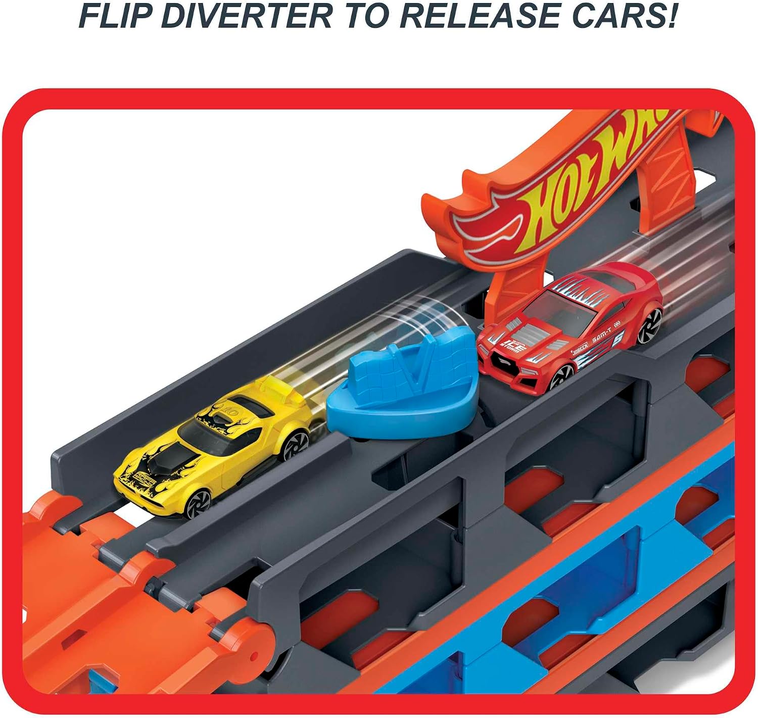 Detalle de Hot Wheels Speedway Hauler & 3 1:64 Scale Cars – All-in-One Playset